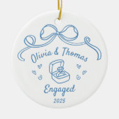 Whimsical Hand Drawn Christmas Engaged Keramisch Ornament (Voorkant)