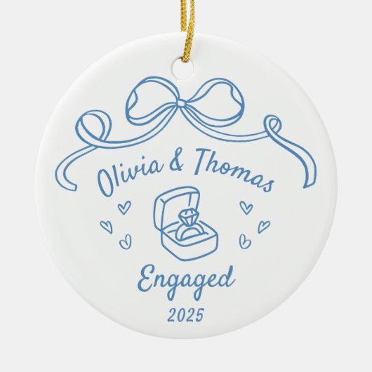 Whimsical Hand Drawn Christmas Engaged Keramisch Ornament (Voorkant)