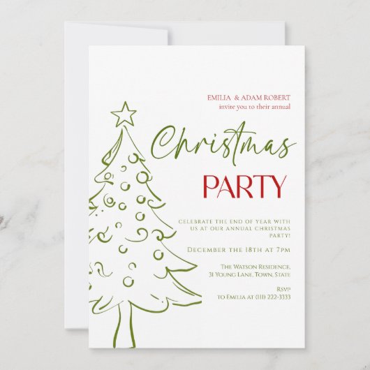 Whimsical Hand Drawn Christmas Invitation (Devant)