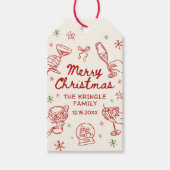 Whimsical Hand Drawn Christmas Party Cadeaulabel (Voorkant)