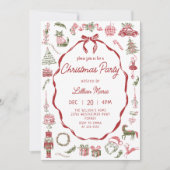 Whimsical Hand Drawn Christmas Party Invitation (Devant)