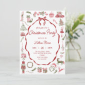 Whimsical Hand Drawn Christmas Party Invitation (Debout devant)