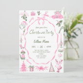 Whimsical Hand Drawn Christmas Party Invitation (Debout devant)