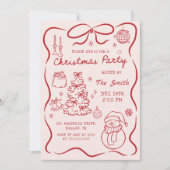 Whimsical Hand Drawn Christmas Party Invitation (Devant)