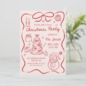 Whimsical Hand Drawn Christmas Party Invitation (Debout devant)
