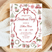 Whimsical Hand Drawn Christmas Party Invitation Kaart