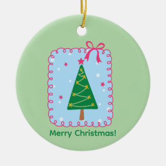 Whimsical Hand-Drawn Christmas Tree Holiday Keramisch Ornament