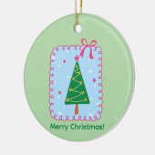 Whimsical Hand-Drawn Christmas Tree Holiday Keramisch Ornament (Links)