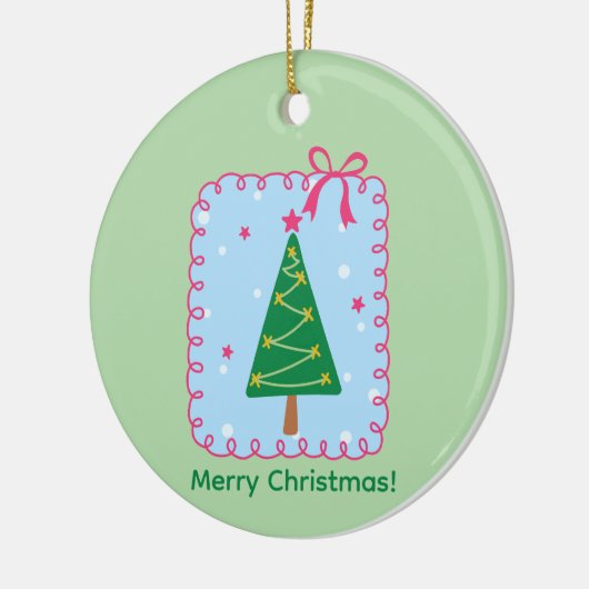 Whimsical Hand-Drawn Christmas Tree Holiday Keramisch Ornament (Links)