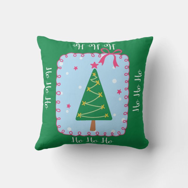 Whimsical Hand-Drawn Christmas Tree Holiday Kussen (Achterkant)