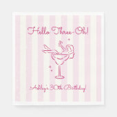 Whimsical Hand Drawn Cocktail Pink 30th Birthday Servet (Voorkant)