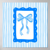 Whimsical Hand-Drawn Coquette Blue Bow Art Poster (Voorkant)