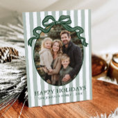 Whimsical Hand Drawn Coquette Bow Family Photo Feestdagenkaart