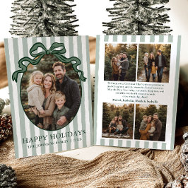 Whimsical Hand Drawn Coquette Bow Family Photo Feestdagenkaart