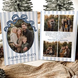 Whimsical Hand Drawn Coquette Bow Family Photo Feestdagenkaart