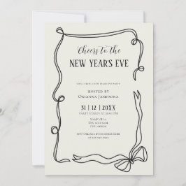 Whimsical Hand Drawn Coquette New Years Eve Party Kaart