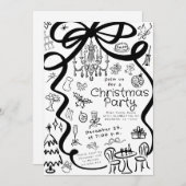 Whimsical Hand Drawn Dinner Party Invitation (Devant / Derrière)