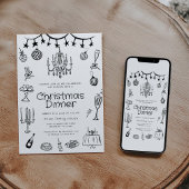 Whimsical Hand Drawn Dinner Party Kaart