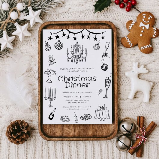 Whimsical Hand Drawn Dinner Party Kaart