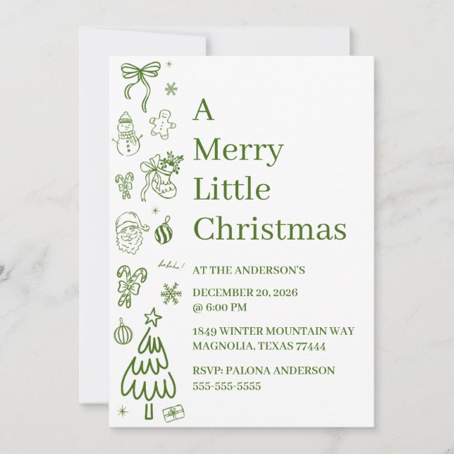 Whimsical Hand Drawn Doodle Green  (Voorkant)