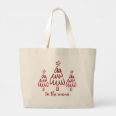 Whimsical Hand Drawn Doodle Red Grote Tote Bag (Achterkant)
