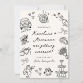 Whimsical Hand Drawn Doodles Sla de datum QR-code  Kaart (Voorkant)