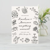 Whimsical Hand Drawn Doodles Sla de datum QR-code  Kaart (Staand voorkant)