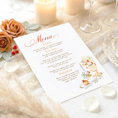 Whimsical Hand Drawn Earthy Fall Wedding Menu