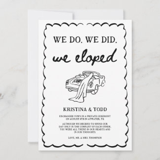 Whimsical Hand Drawn Eloped Wedding Announcement Kaart