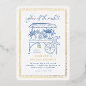 Whimsical Hand Drawn Flower Market Vrijgezellenfee Folie Uitnodiging (Voorkant)