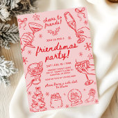Whimsical Hand Drawn Friendsmas Christmas Party Kaart