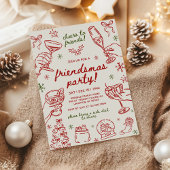 Whimsical Hand Drawn Friendsmas Christmas Party Kaart