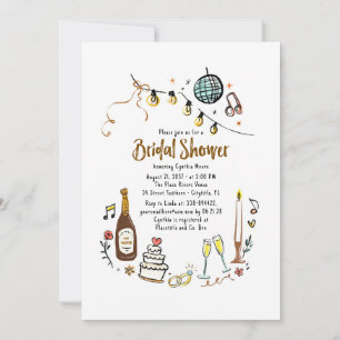 Whimsical Hand Drawn Funky Vrijgezellenfeest Kaart