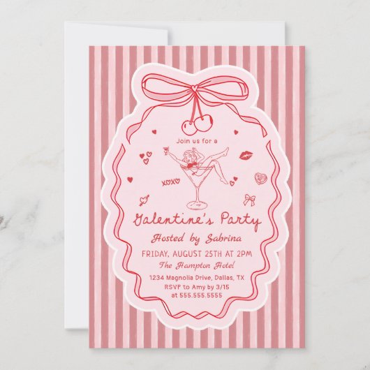 Whimsical Hand Drawn Galentine's Day Invitation (Devant)