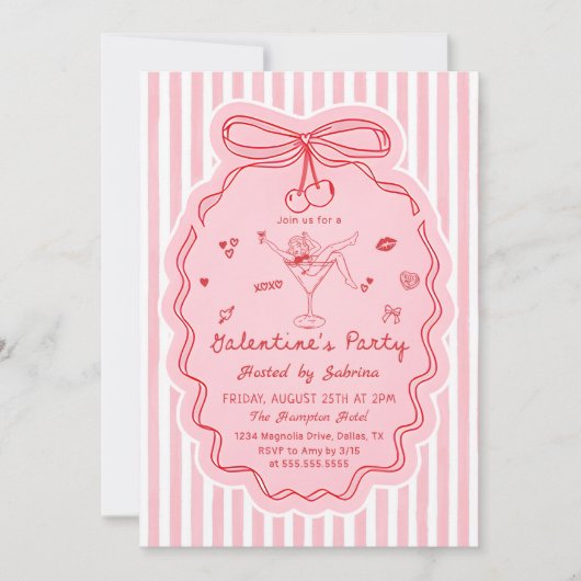 Whimsical Hand Drawn Galentine's Day Invitation (Devant)