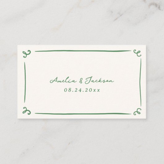 Whimsical Hand Drawn Green Drink Ticket Informatiekaartje (Achterkant)