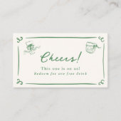 Whimsical Hand Drawn Green Drink Ticket Informatiekaartje (Voorkant)