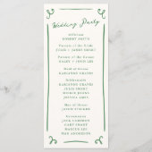 Whimsical Hand Drawn Green Wedding Programme + Fêt (Dos)