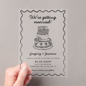 Whimsical Hand Drawn Handwritten Wedding Acryl Uitnodigingen (Insitu (Draagbaar))