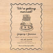 Whimsical Hand Drawn Handwritten Wedding Acryl Uitnodigingen (Voorkant)