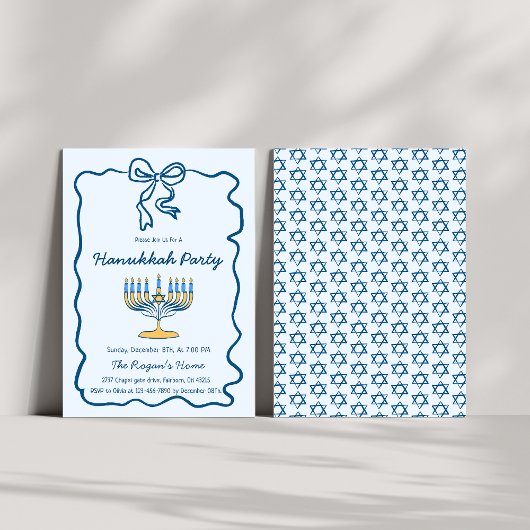 Whimsical Hand Drawn Hanukkah Holiday Party   Kaart