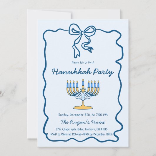 Whimsical Hand Drawn Hanukkah Holiday Party Kaart (Voorkant)