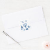 Whimsical Hand Drawn Hanukkah Party Trendy Custom Vierkante Sticker (Envelop)