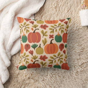 Whimsical Hand-Drawn Herfst Halloween Pompoen Seam Kussen