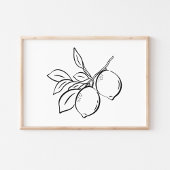 Whimsical Hand-Drawn Ink Lemon Branch Art Poster