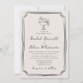 Whimsical Hand-Drawn Ivory Wedding Invitation Aankondiging (Voorkant)