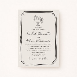 Whimsical Hand-Drawn Ivory Wedding Invitation Aankondiging