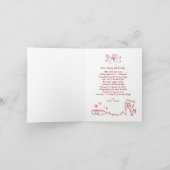 Whimsical Hand Drawn Just Married Car Wedding Bedankkaart (Binnen)