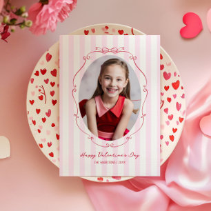 Whimsical Hand Drawn Lijst Roze Strepen Feestdagenkaart