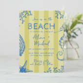 Whimsical hand drawn nautical coastal wedding  kaart (Staand voorkant)